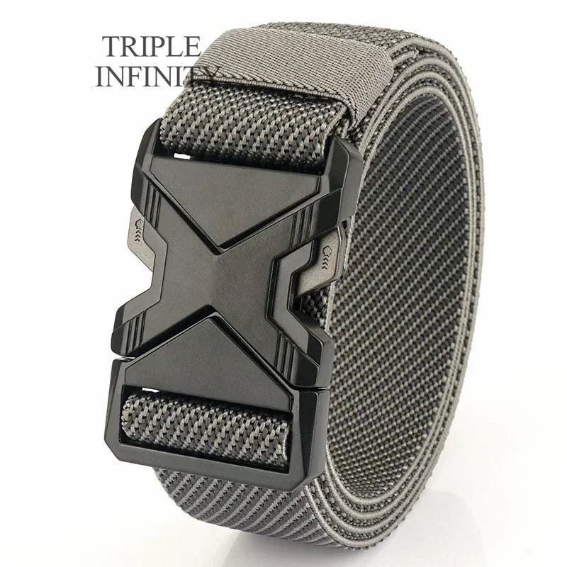 New Quick Release Metal Pluggable Buckle Tactical Belt Breathable Elastic Military Belts For Men Stretch Pants Waistband Hunting
