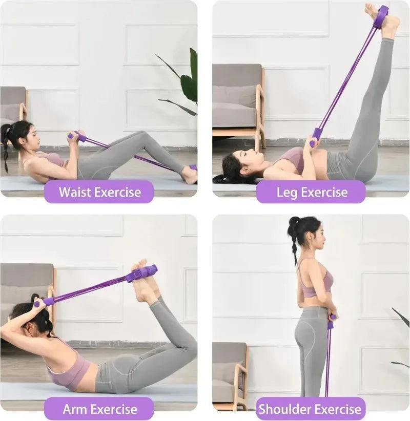 Multifunction Tension Rope, 6-Tube Elastic Yoga Pedal Puller Resistance Band, Natural Latex Tension Rope Fitness Equipment