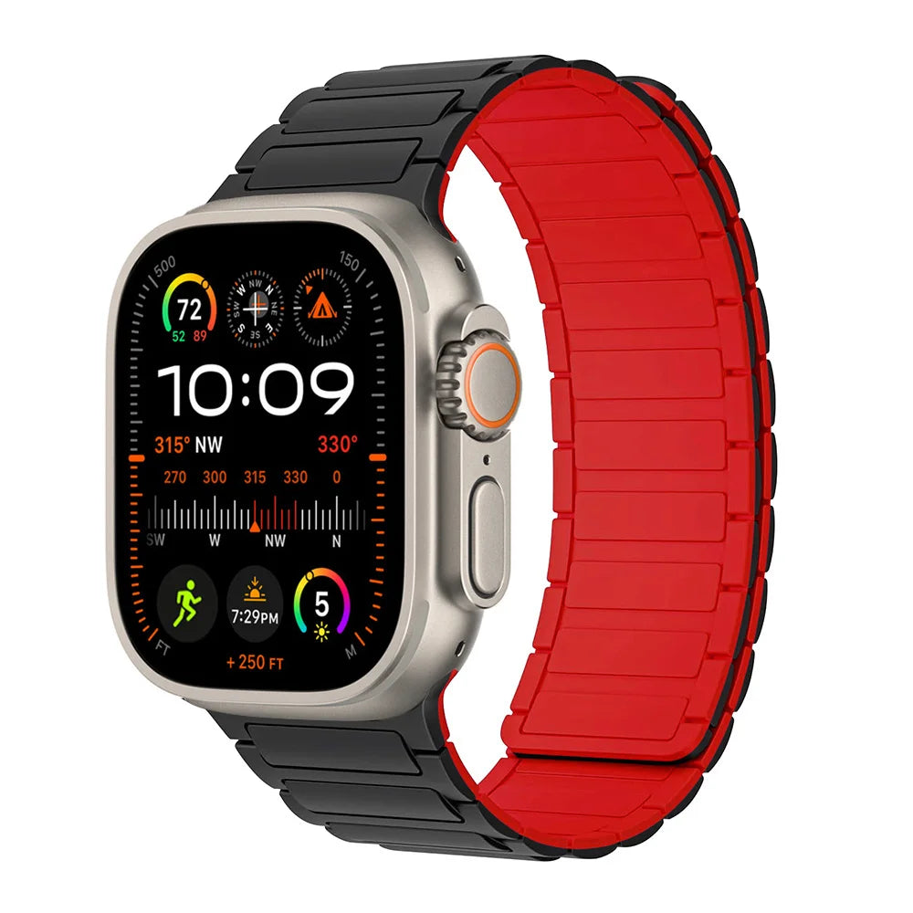 Magnetic Strap for Apple Watch Band 45mm 44 mm 40mm 46mm 41mm 42mm 38 Silicone Bracelet iWatch Series 8 7 6 Se 9 10 Ultra 2 49mm
