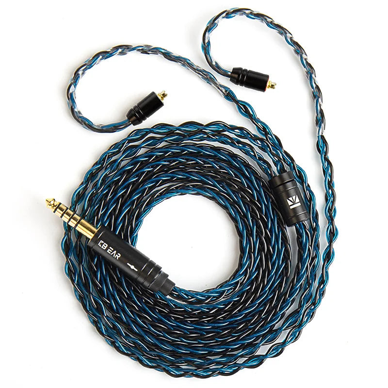 KBEAR ST12 8 Core HiFi Earphone 4N OFC Silver-Plated Upgraded Cable 3.5/4.4mm MMCX/0.78mm 2Pin for Lark Rosefinch KS1