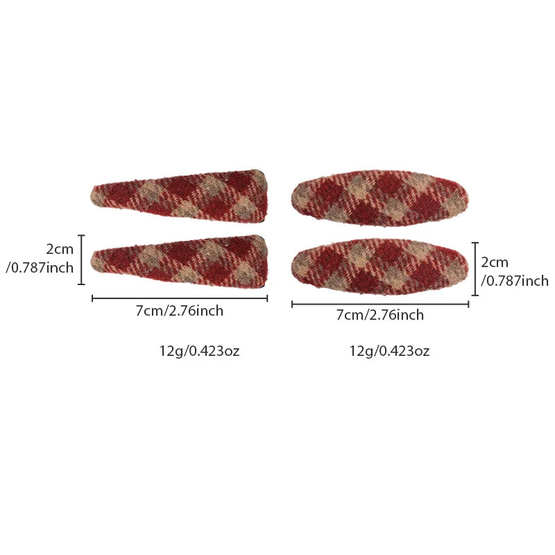 Red Polka Dot Plaid Hair Clip Luxurious, Refined, Minimalist BB Clip Autumn/Winter Small Hair Clip Woolen Side Hairpin