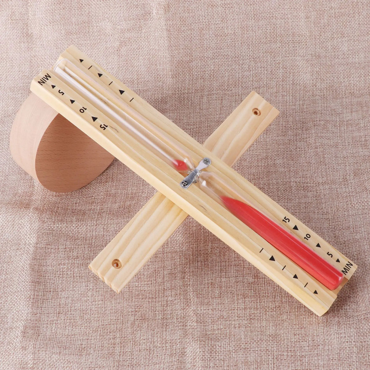 15min Wooden Rotating Hourglass Timer Wall Mounted Explosion-Proof Glass Timer for Bathroom Sauna Decorative Ornament