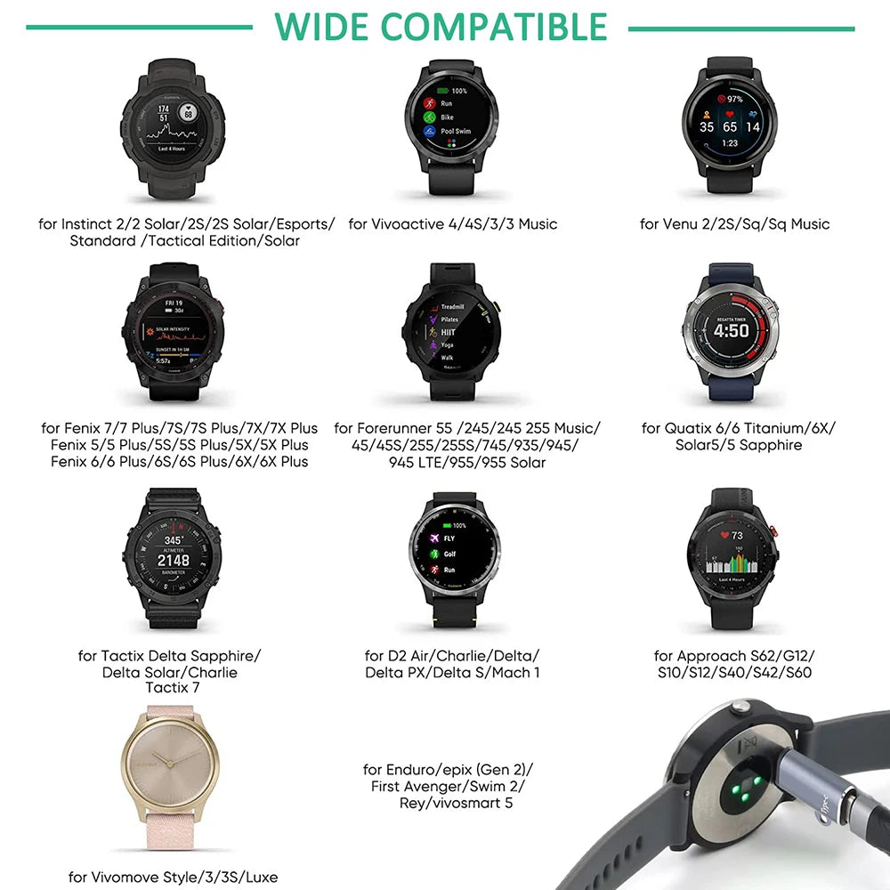 Type C/Micro USB/iOS Charging Portable Adapter For Garmin Fenix 8 7 7S 7X 6 6S 6X 5 5S 5X Venu 2 Smart Watch Charger Converter