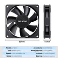 Teucer UT-8015 8CM Chassis Fan Slim 15mm Thinckness 12V/4Pin PWM Hydraulic Bearing 1200-3000rpm PC Case Cooling Ventilator