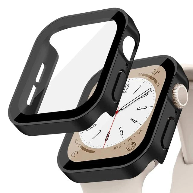 Glass+Case For Apple Watch 7 8 45mm 41mm 49mm 44mm 40mm straight edge Screen Protector Cover Case iWatch 5 SE 6 7 8 9 Ultra 49mm