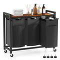 MCQ 36IN Laundry Hampers with Movable Wheels Metal Frame and Pull-Out Removable Sorter Bags Clothes Basket Organizer for Home