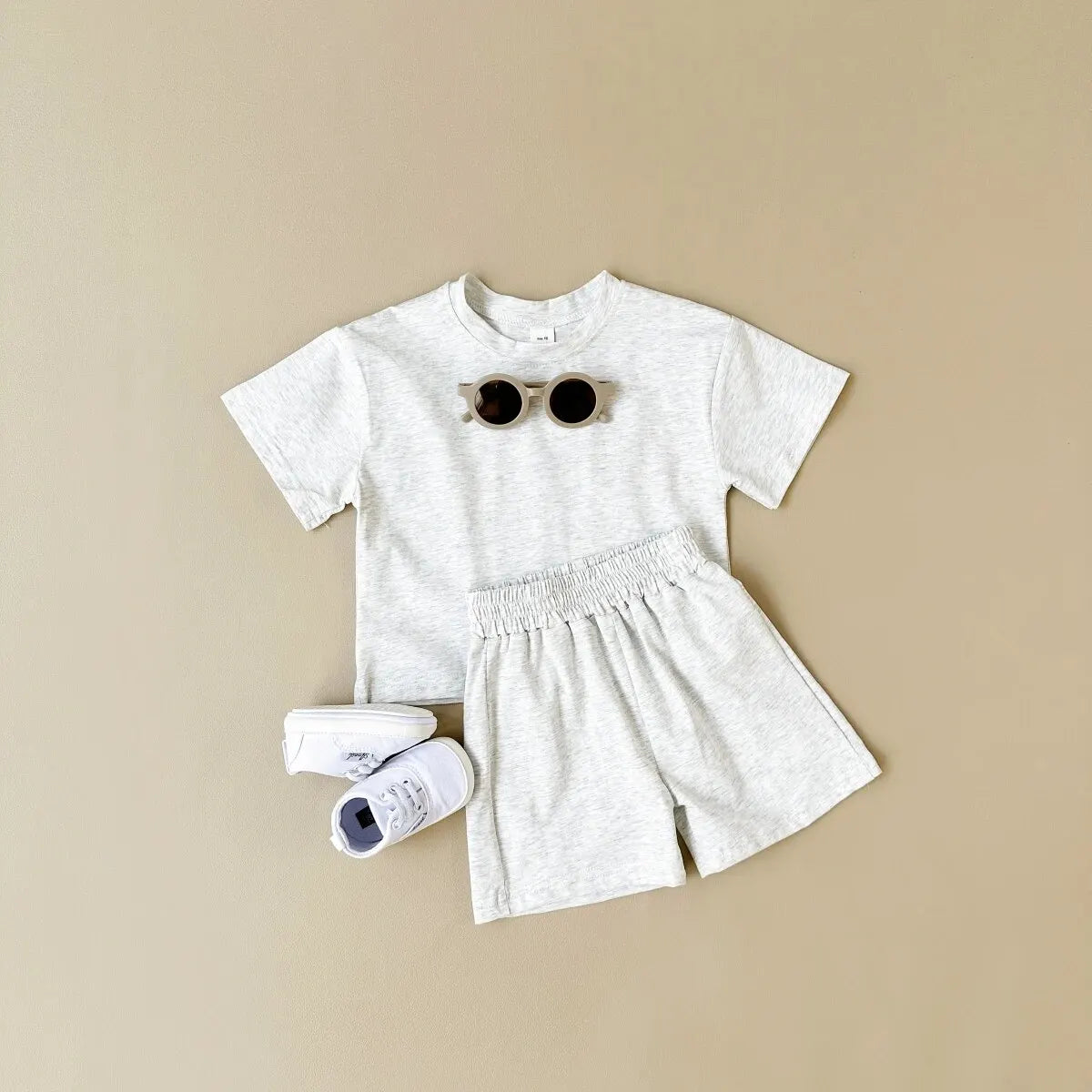 2024 Toddler Baby Summer Casual Clothes Sets Solid Short Sleeve T-shirt Tops Short Pants Boys Girls Clothes 2Pcs Set Clothes