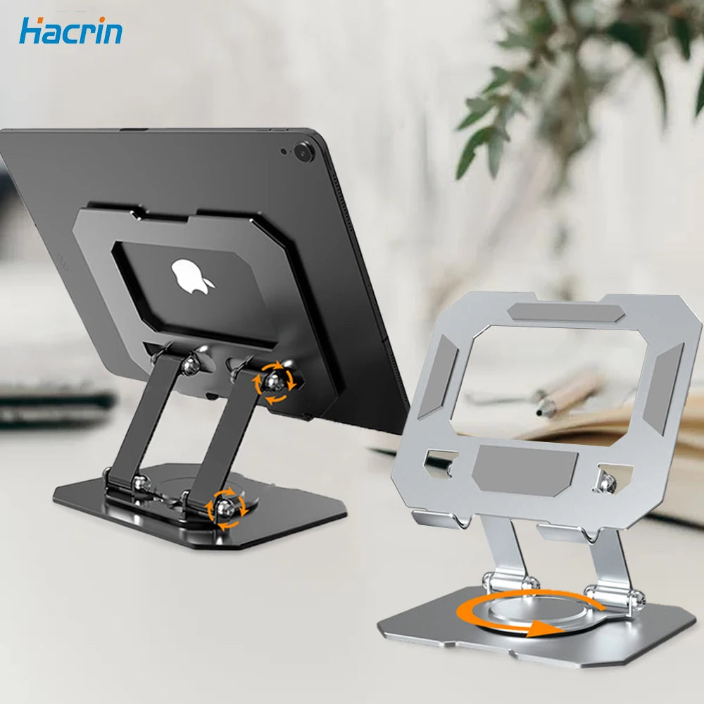 Tablet Holder Carbon Steel Stand with 360° Rotation Adjustable Stand For iPad Pro Air Mini Mobile Phone Desk Bracket 4-15 Inch