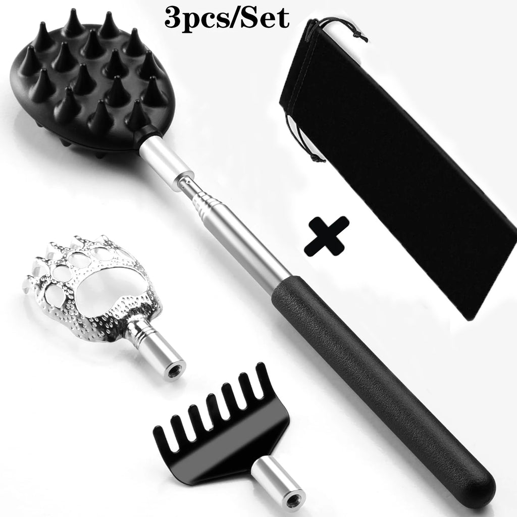 Extendable Cactus Back Scratcher with 1/4-inch & 1/2-inch Spikes, Retractable One-Hand Itch Stick for Men & Women, Durable PVC