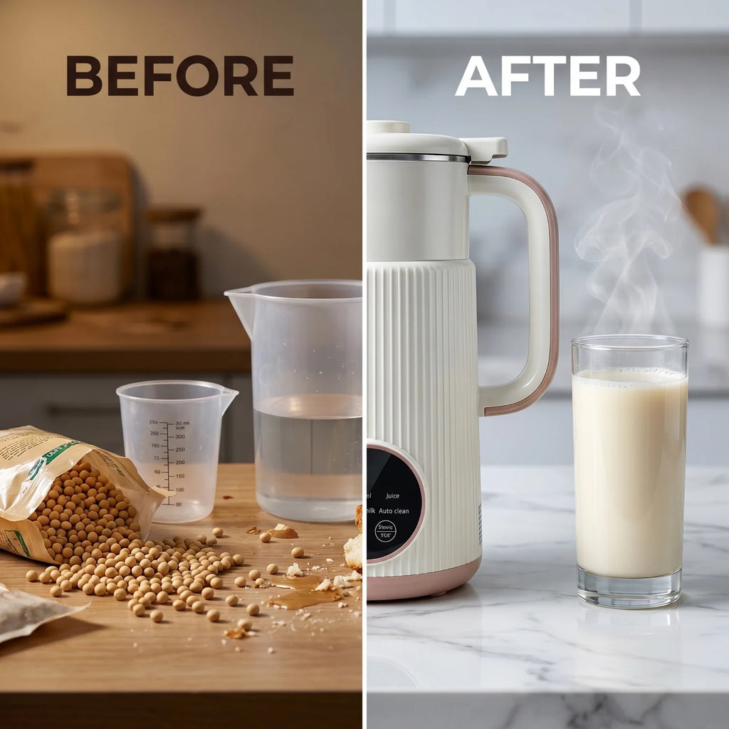 Multifunctional Automatic Soy Milk Maker 0.8L Self Cleaning Nut Milk Blender 12H Timer Delay Start Stainless Steel Inner Jug Mini Fruit Juice Soup Maker