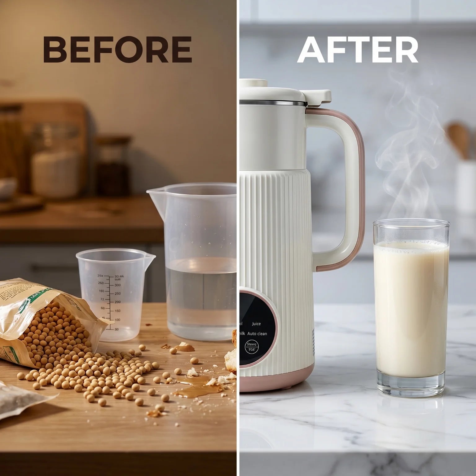 Multifunctional Automatic Soy Milk Maker 0.8L Self Cleaning Nut Milk Blender 12H Timer Delay Start Stainless Steel Inner Jug Mini Fruit Juice Soup Maker