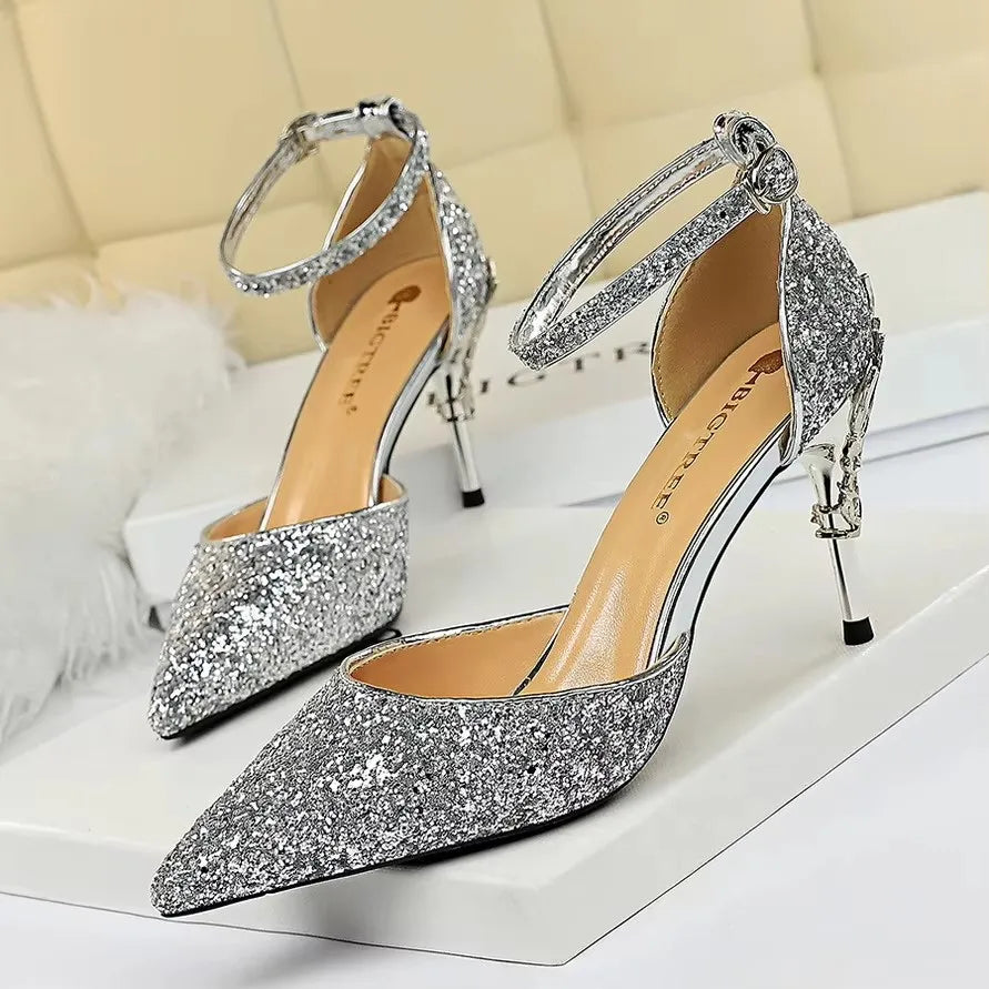 BIGTREE Shoes Heels 2026 New Woman Pumps Sequins High Heels Women Shoes Fashion Ladies Shoes Gold Sliver Stiletto Heels Sandals