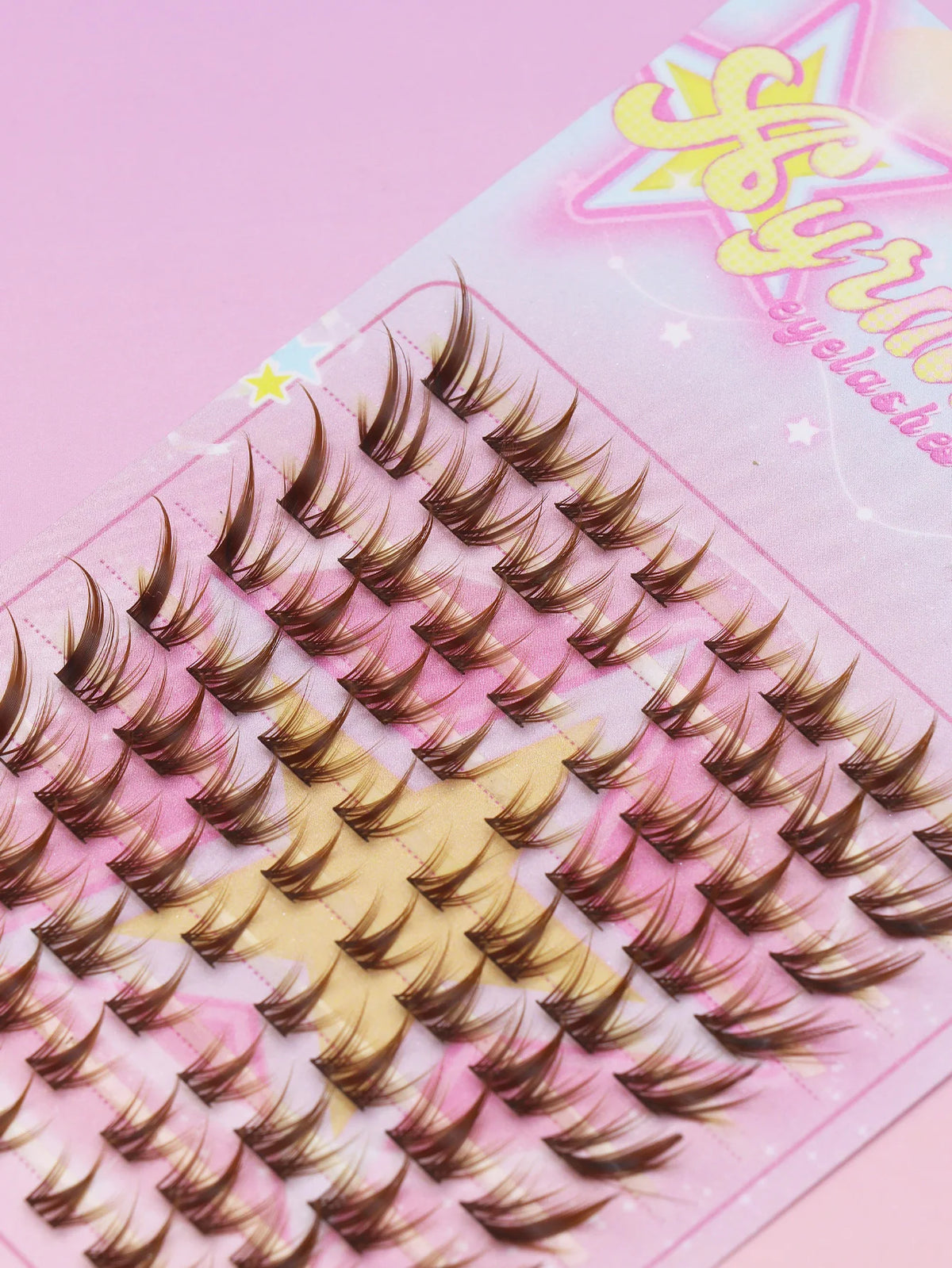 Ayr 80PCS C Curl Brown Style Eyelash Extension Winged Individual Lashes Natural Segmented Eyelash Bundles Makeup Tools
