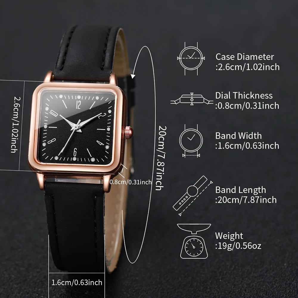 2/4PCS Fashion Minimalist Watch Luxury Men's and Women's Leather Belt Business Leisure Bracelet Quartz Watch