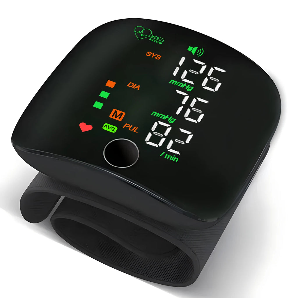 LED Screen Wrist Blood Pressure Monitor English Voice Broadcast Rechargeable Blood Pressure Measuring Device Measurement Record