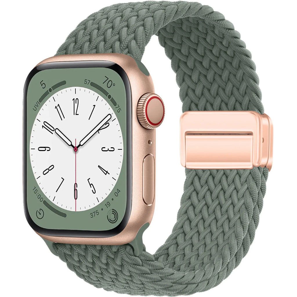 Nylon Strap For Apple Watch Band Ultra 44mm 40mm 45mm 49mm 41mm 44 mm magnetic buckle Braided Bracelet iWatch series 10 9 se 7 8