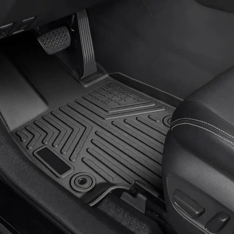 Car floor mats suitable for Toyota RAV4 (not for Hybrid or Prime) 2019–2024, 3-piece inserts for the front and second row, weatherproof custom-fit car floor mats made of TPE black