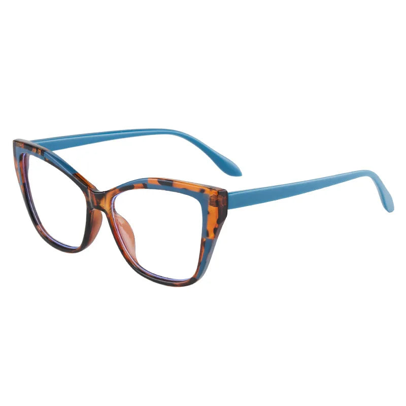 Vintage Contrast Cat Eye Glasses, Trendy Viral Style, Versatile For Commute, Blue Light Blocking Non-Prescription Eyewear 869