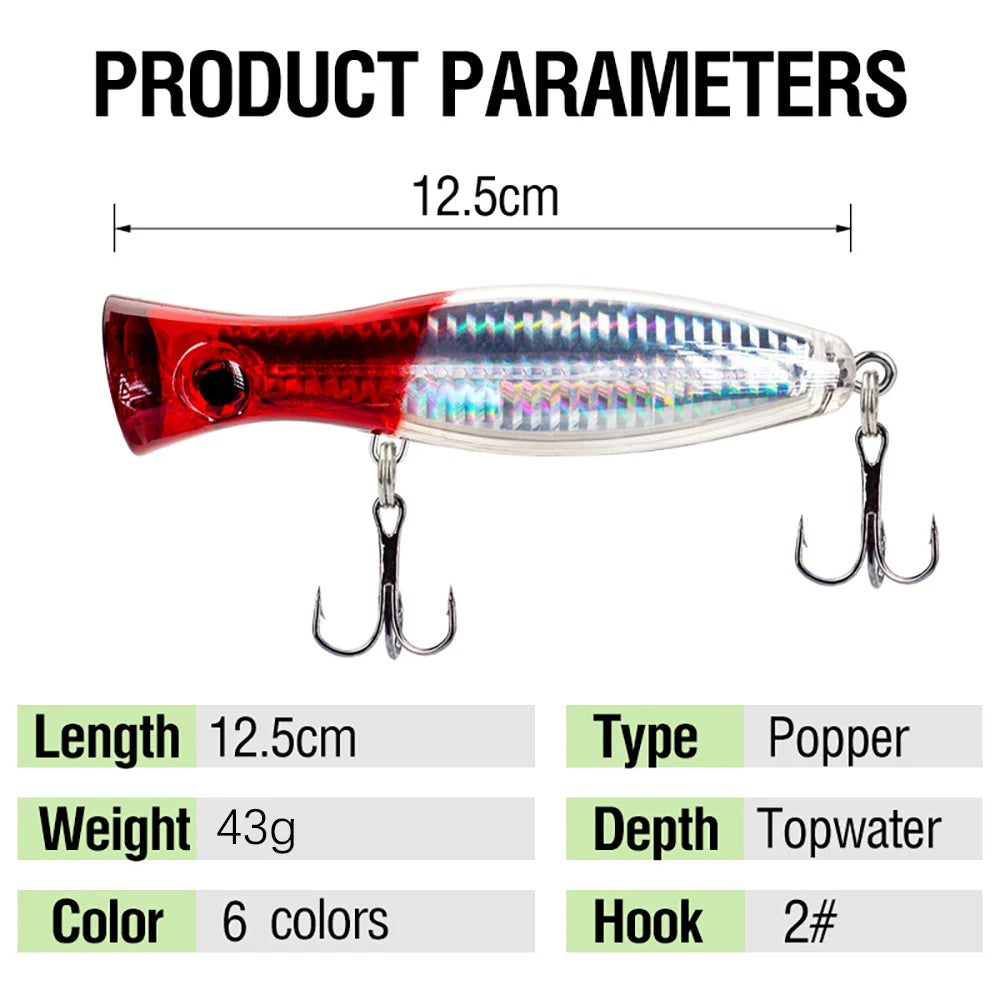 Fishing Hard False Bait Plastic Biomimetic Fish Bait 13CM/43G Tuna Heavy Sea Fishing Tool Top Water Fishing Tackle Accessories