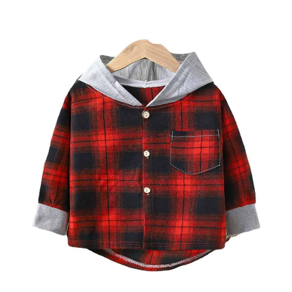 Rainbow Angel Children's Hooded Shirts Kids Clothes Baby Boys Plaid Shirts Coat for Girls Long-Sleeve Jacket Bottoming Clothing