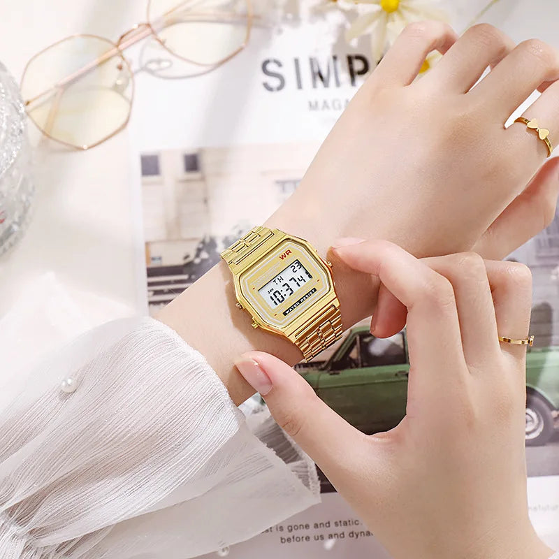 Luxury Rose Gold Women Watches Electronic Digital Display Retro Style Clock Men's Relogio Masculin Reloj Hombre Homme