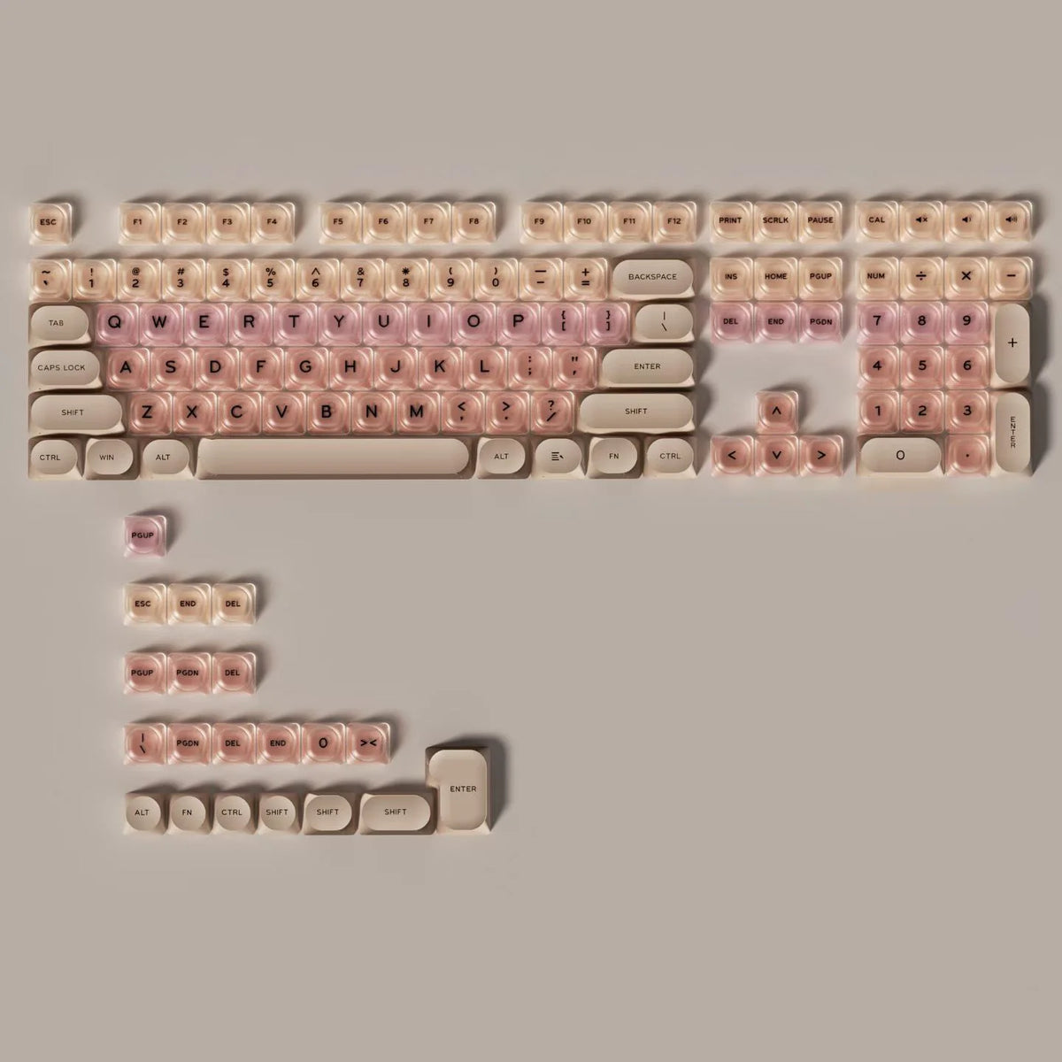 Gradient Purple Black Pink Crystal Keycaps Custom DIY for Gaming Mechanical Keyboard PBT Key Caps Set for Keyboard 68 70 80 90