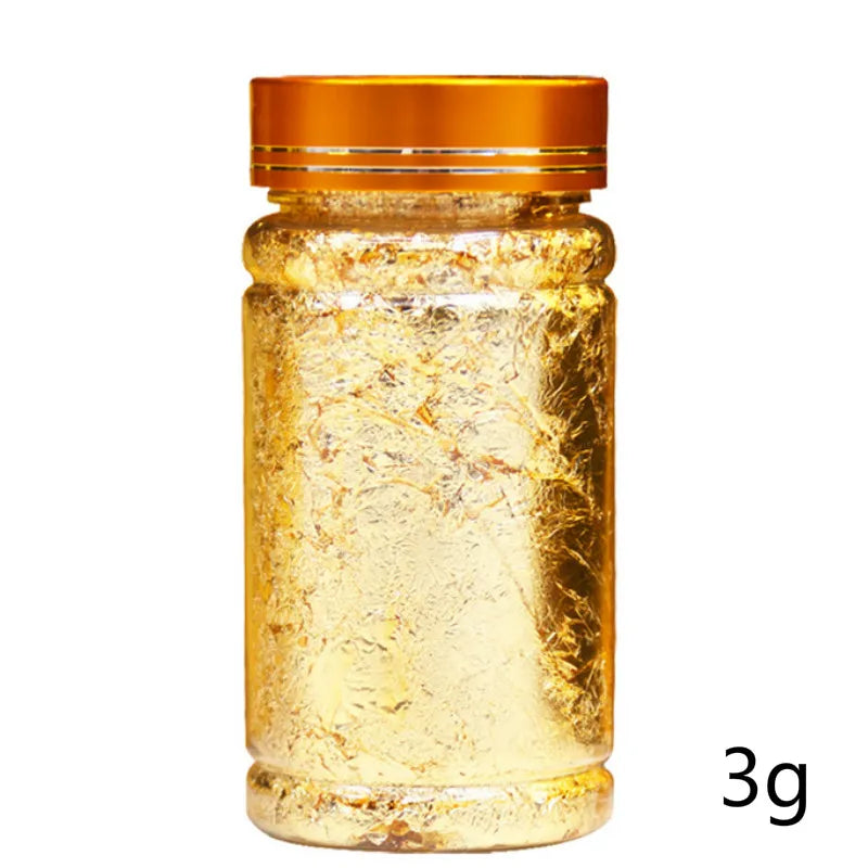 Golden Silvery Foil Decorative Paper Resin Mold Fillings Resin Jewelry Making Metallic Foil Flakes For Nail Art, Painting, Craft