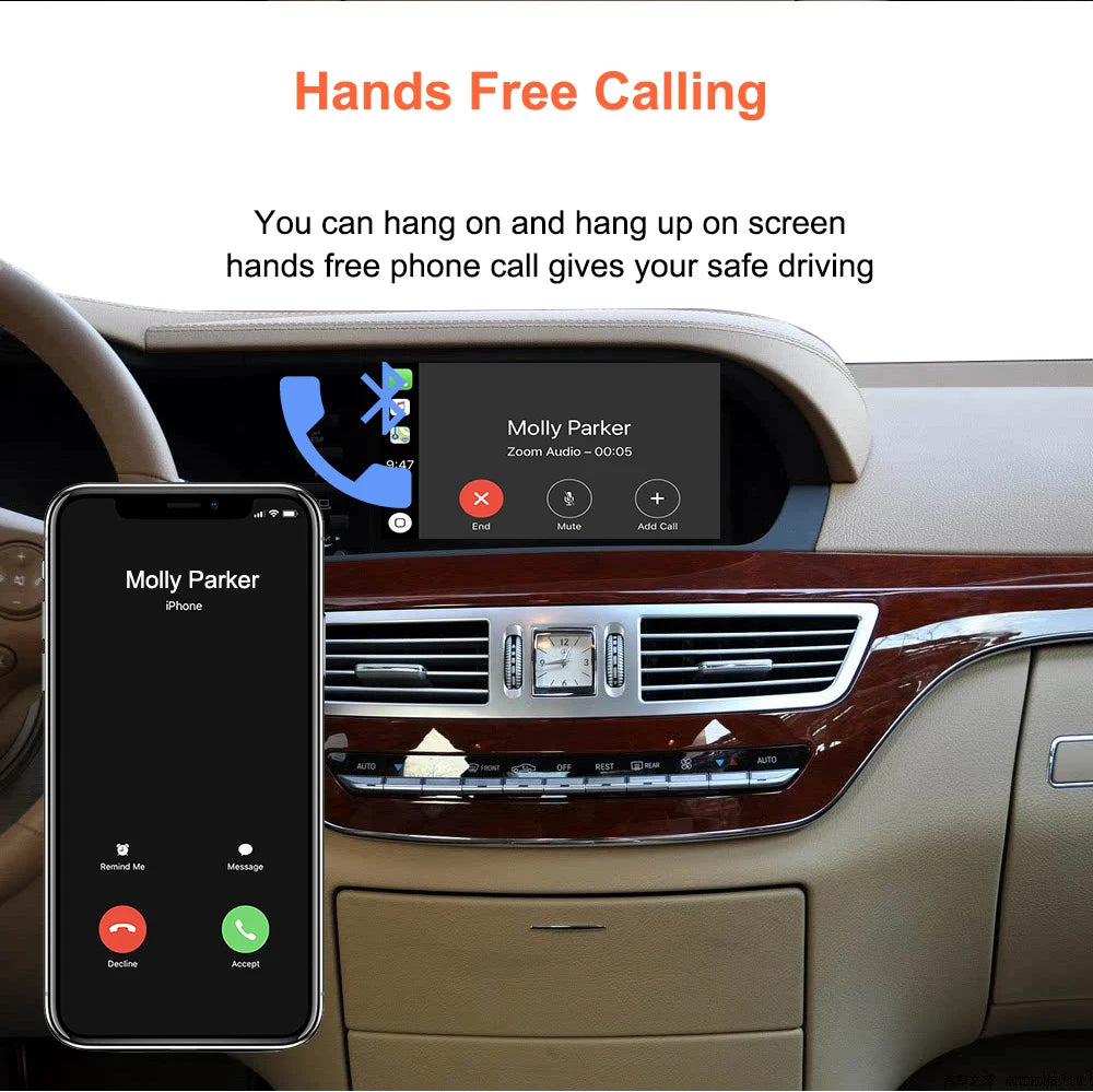 Bonroad Wireless CarPlay OEM Screen Upgrade Smart Adapter For Mercedes Benz S Class W221 2006-2013 NTG 3.0/3.5 Airplay Module Box