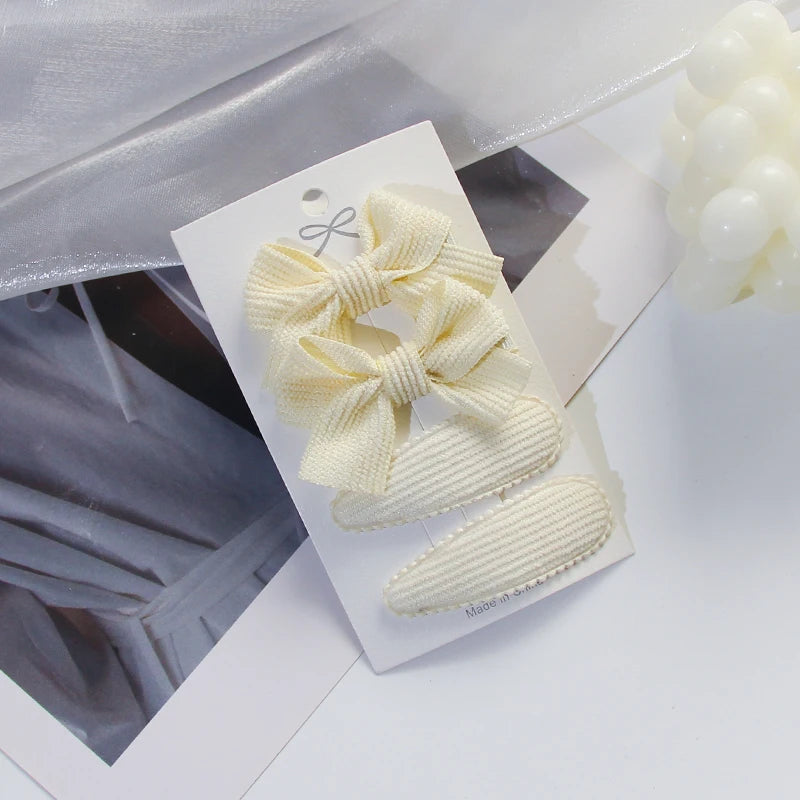 3/4/10Pcs Hot Sale Candy Color Hair Bows Clip Girls Double Layered Bow Cute Kid Bangs Hair Pin Cotton Safe Baby Hair Accessories