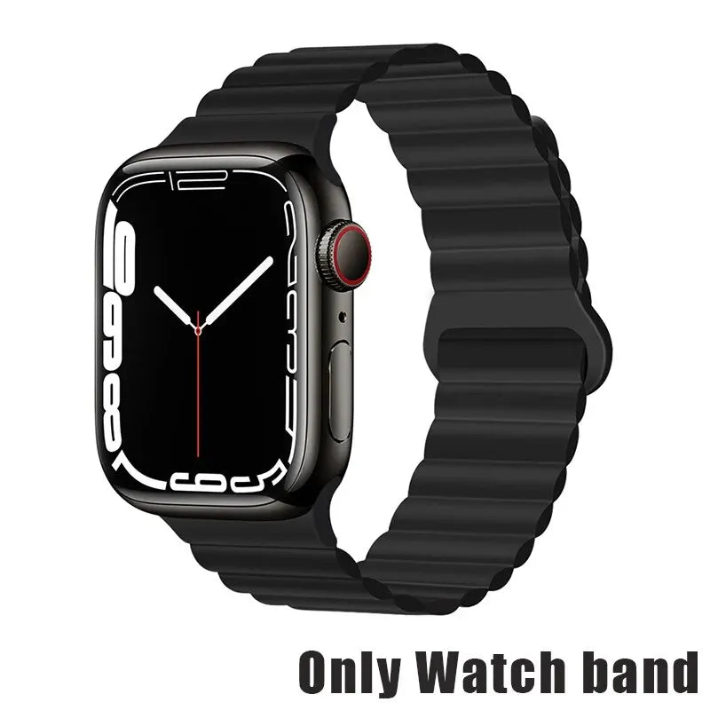 Silicone Strap for Apple Watch Band Ultra 49mm 40 44mm 41 45mm 42 46mm Magnetic Sport Watchband IWatch Serise 10 9 8 7 6 5 4 SE