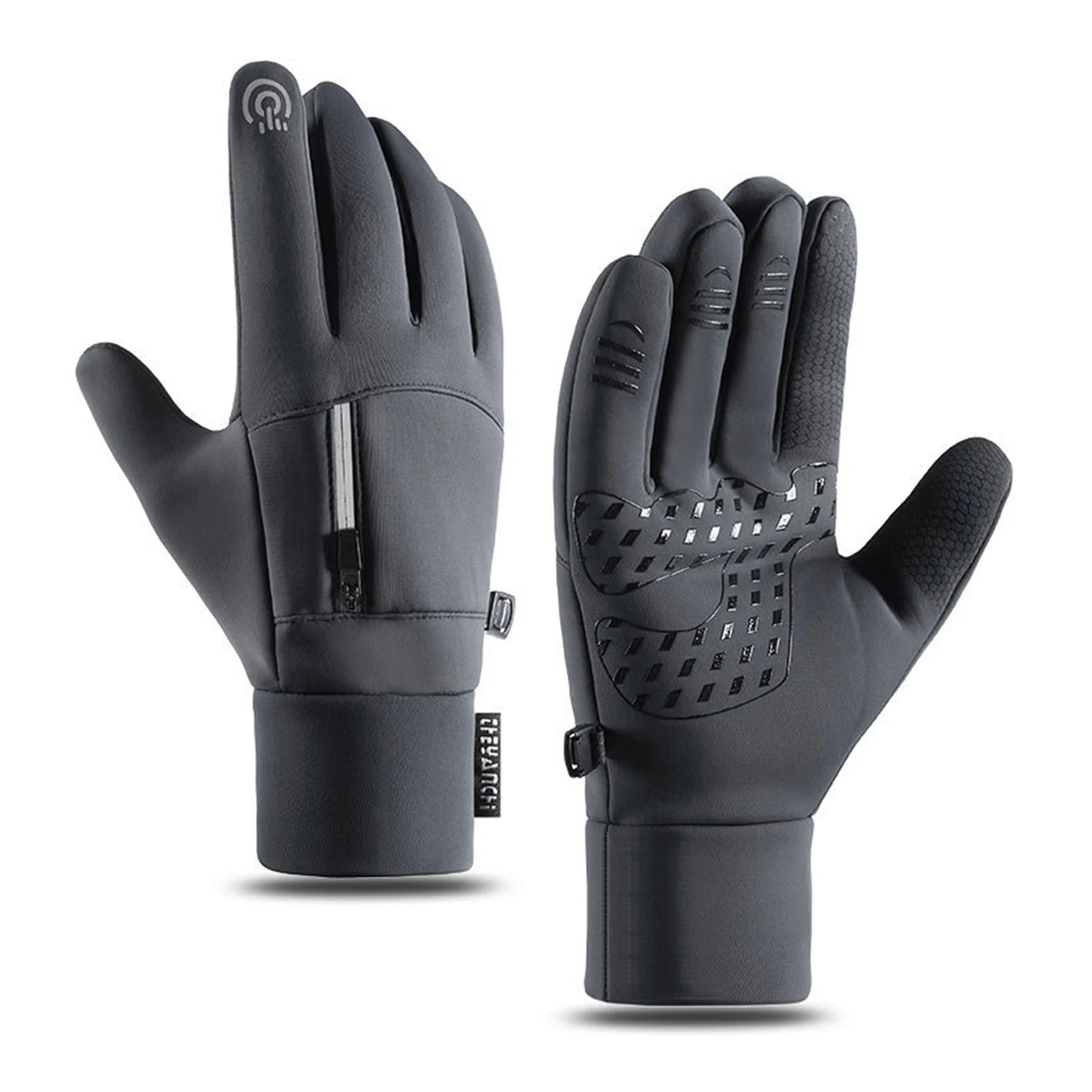 Men's Touch Screen Ski Gloves With Pocket Comfortable Soft Anti-Slip Windproof Thermal Gloves For Outdoor Hiking