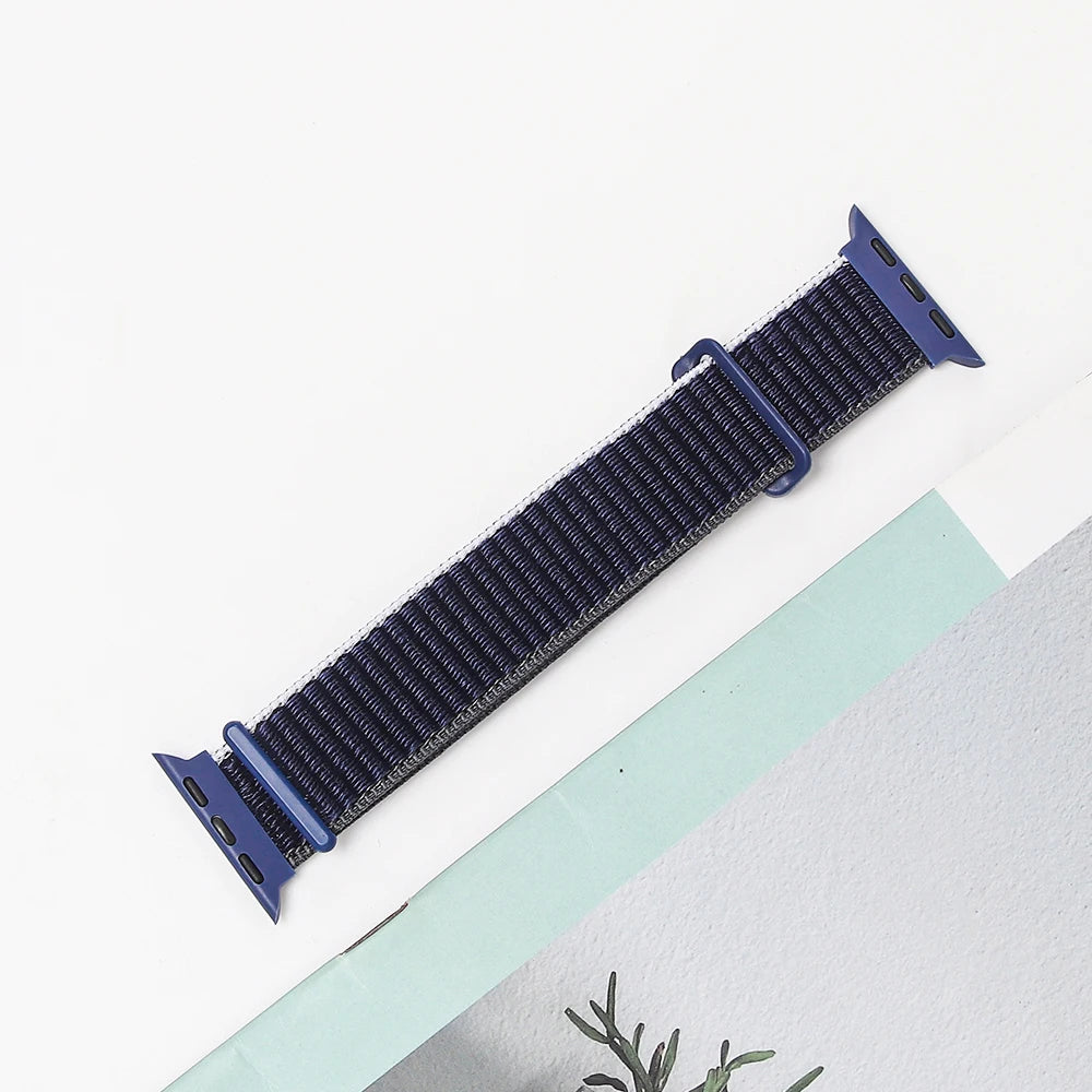 Nylon Strap For Apple Watch Band Ultra 2 49mm 45mm 41mm 44mm 42mm 38mm Adjustable Elastic Bracelet For iWatch Series 9 8 7 6 5 4