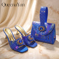 European and American High-End Women's Shoes with Bag  Wide open-toe shoe Nigerian Wedding Shoes and Bag