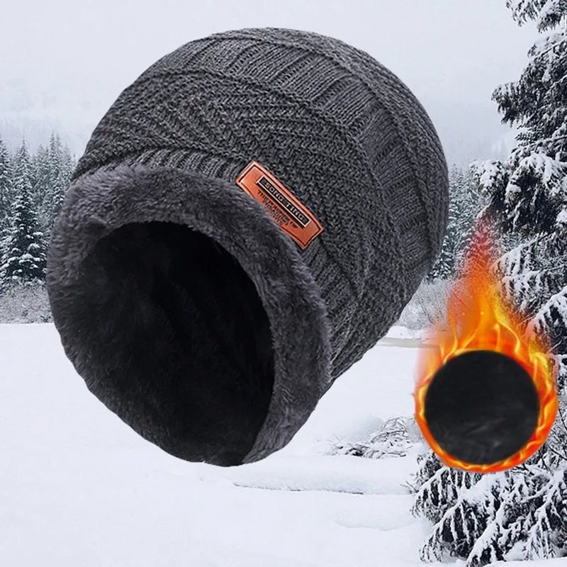 Winter Beanie Hat For Men Fleece Scarf Women Knitted Hat Warm Cap Thick Wool Neck Warmer Scarf Balaclava Mask Skullies Beanies