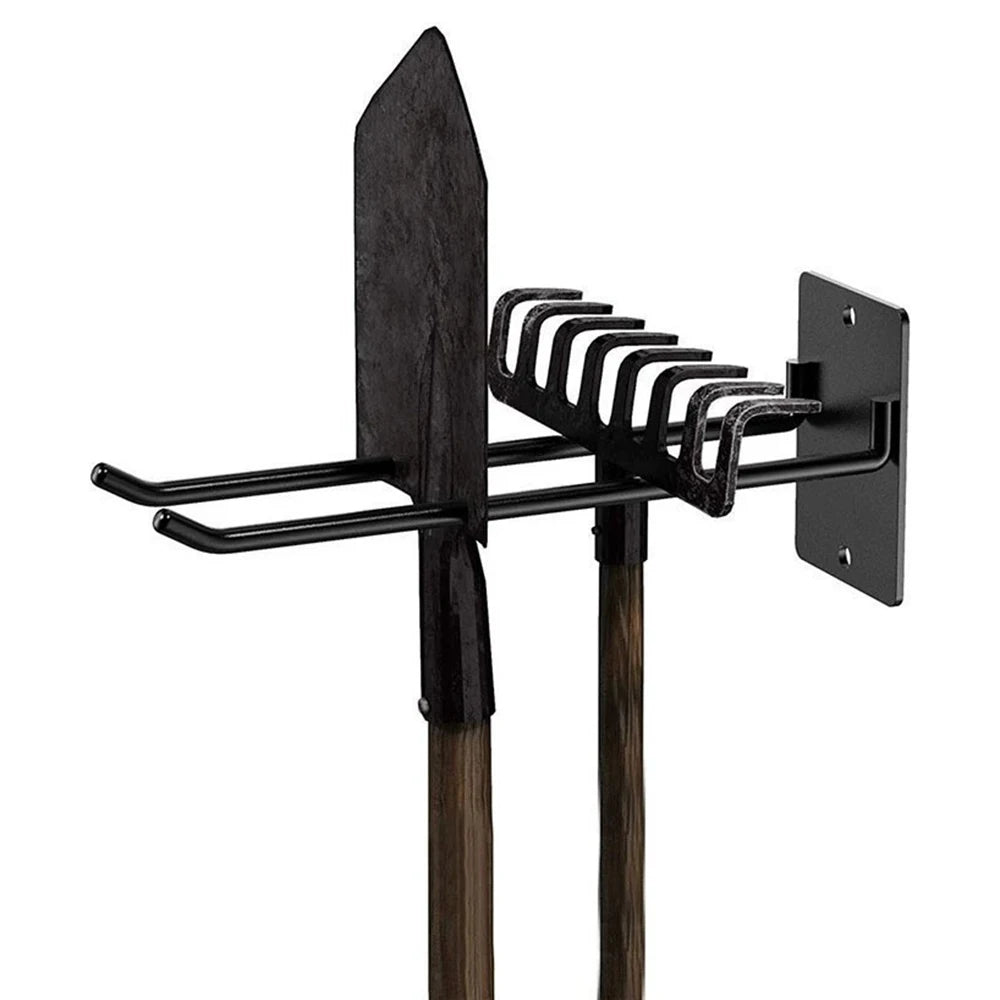 Garden Tool Organizer Wall Mounted Heavy Duty Garage Storage Rack Shovel Rake Holder Space Saving Rustproof Black Iron Hanger