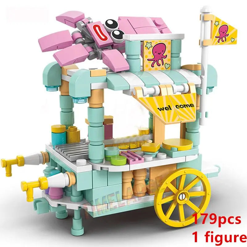 DIY Architecture Store Street View Food House Building Blocks Kit Girls Bricks Classic Movie Model Toys
