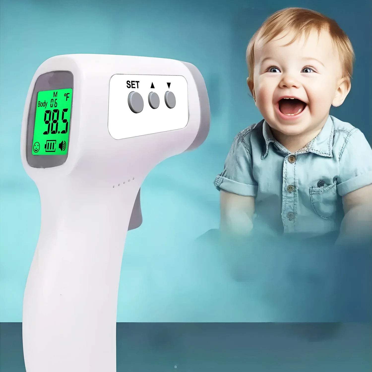 Portable Medical Thermometer & Oximeter Set | Non-Contact Ear IR Thermometer for Child Adult Body Temperature & Blood Oxygen Mon
