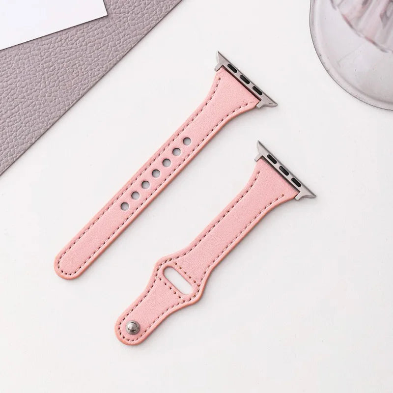 Slim Leather Strap for Apple Watch Band Ultra 49mm 8 41mm 45mm 7 SE 654321 44mm Women Bracelet Loop for iwatch series 42mm 40mm