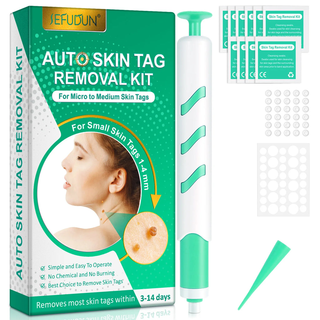 Skin Tag Removal Mole Wart Removal Facial Mole Wart Microstrip Tag Removal Kit Automatic Mole Remover Tool with Cleansing Swabs