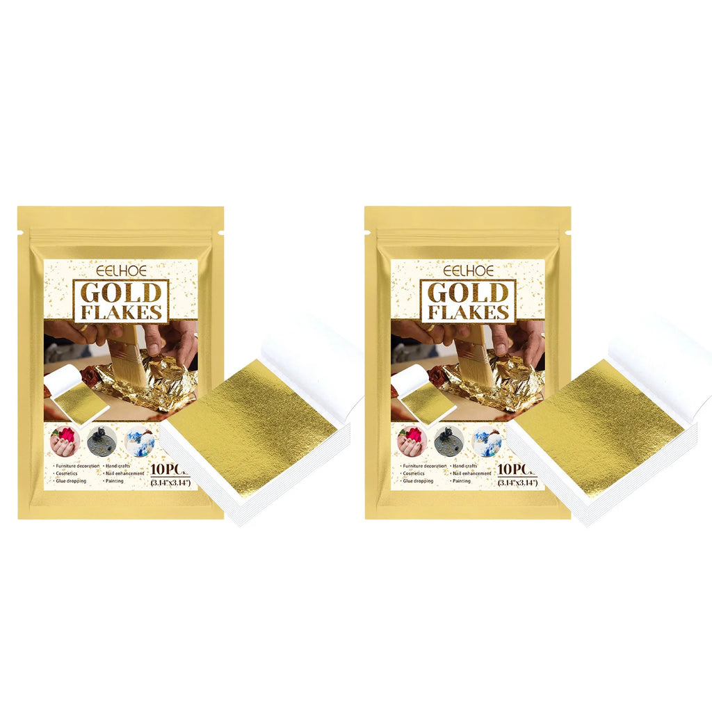EELHOE Gold Flakes Face Sequins Foil Paper Shiny Body Face Glitter Confetti Nail Art Decoration Glitters Shiny Foil Paper 10PCS