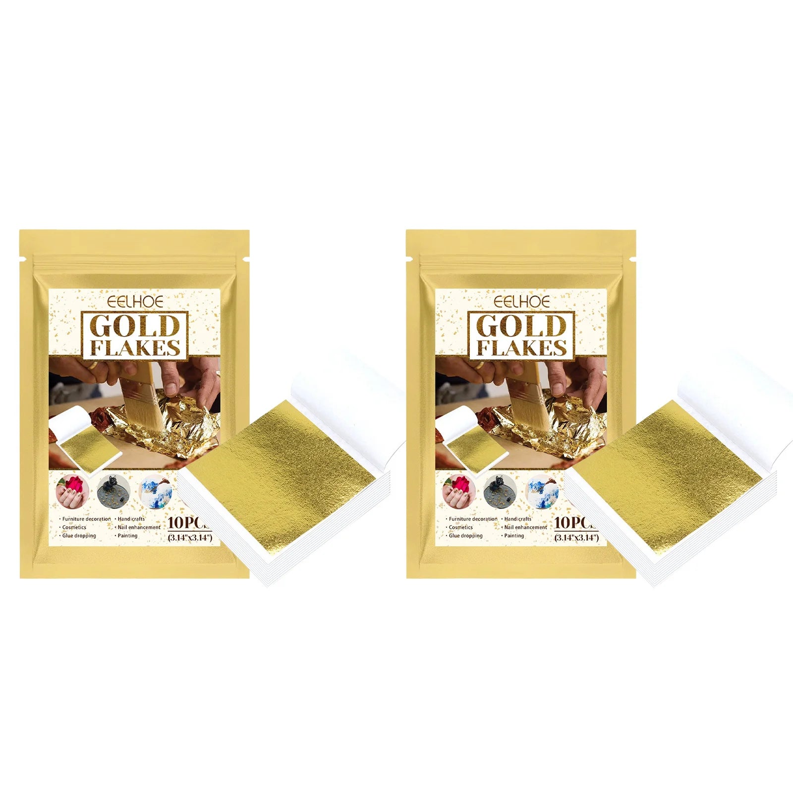 EELHOE Gold Flakes Face Sequins Foil Paper Shiny Body Face Glitter Confetti Nail Art Decoration Glitters Shiny Foil Paper 10PCS