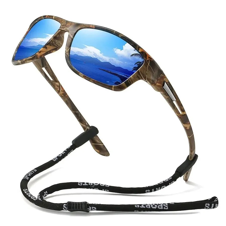 Fashion Camouflage Pattern Sports Sun Glasses With Chain Men Women Cycling Climbing Skiing Sunglasses Driving Eyewear