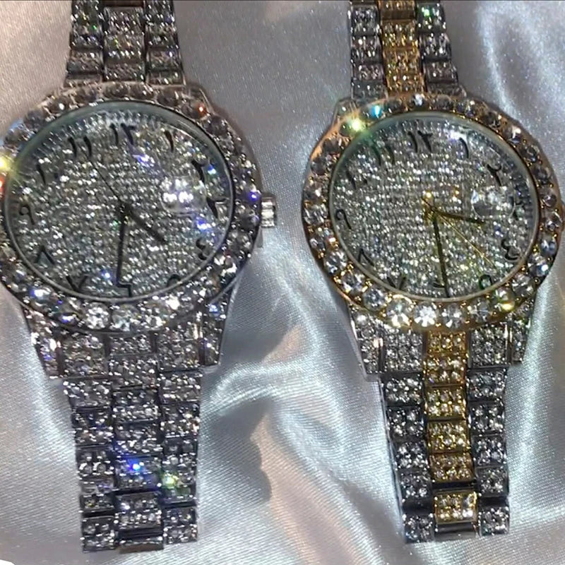 Luxury Fashion Rhinestone Watch for Women Gifts Sparkling Quartz Timepiece with Stainless Steel Strap Wristwatch for Lover