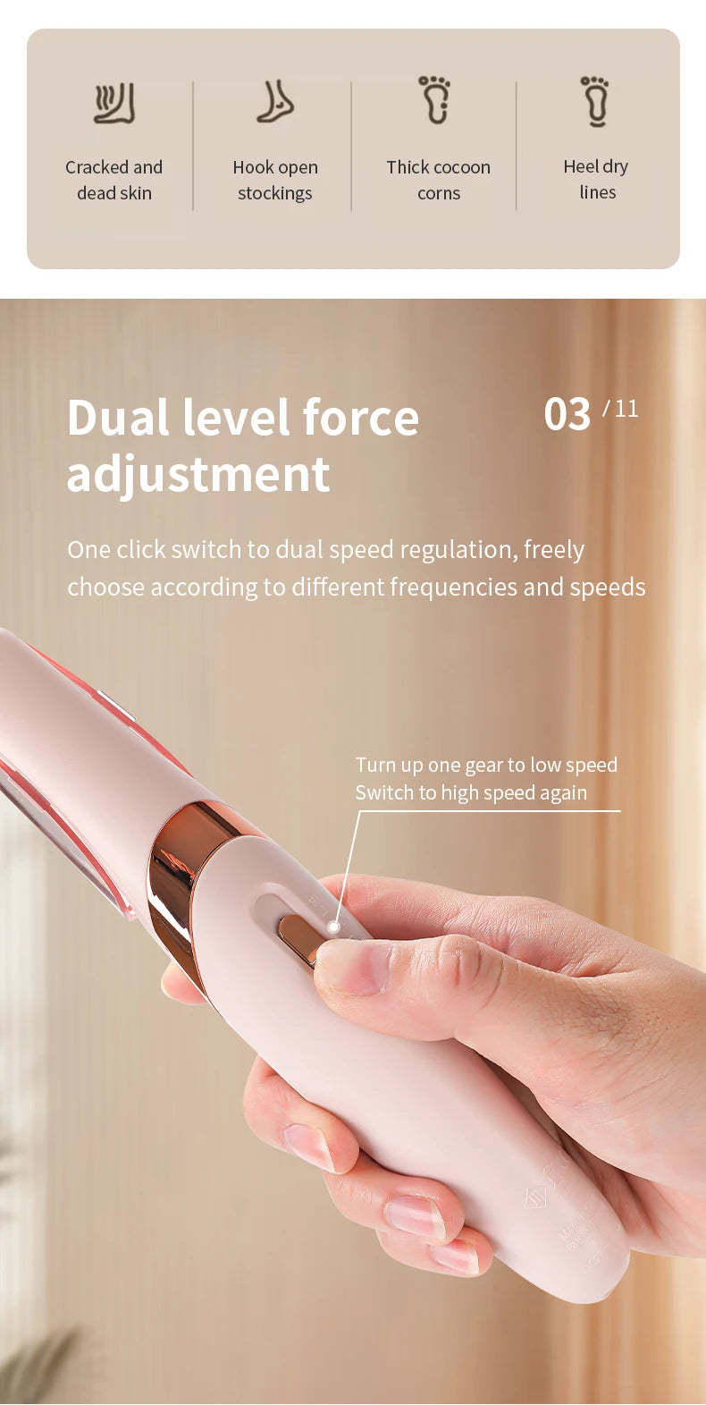 Automatic Electric Foot Grinder Pedicure Callus Remover - Dead Skin Removal Foot Beauty Machine for Personal Hygiene