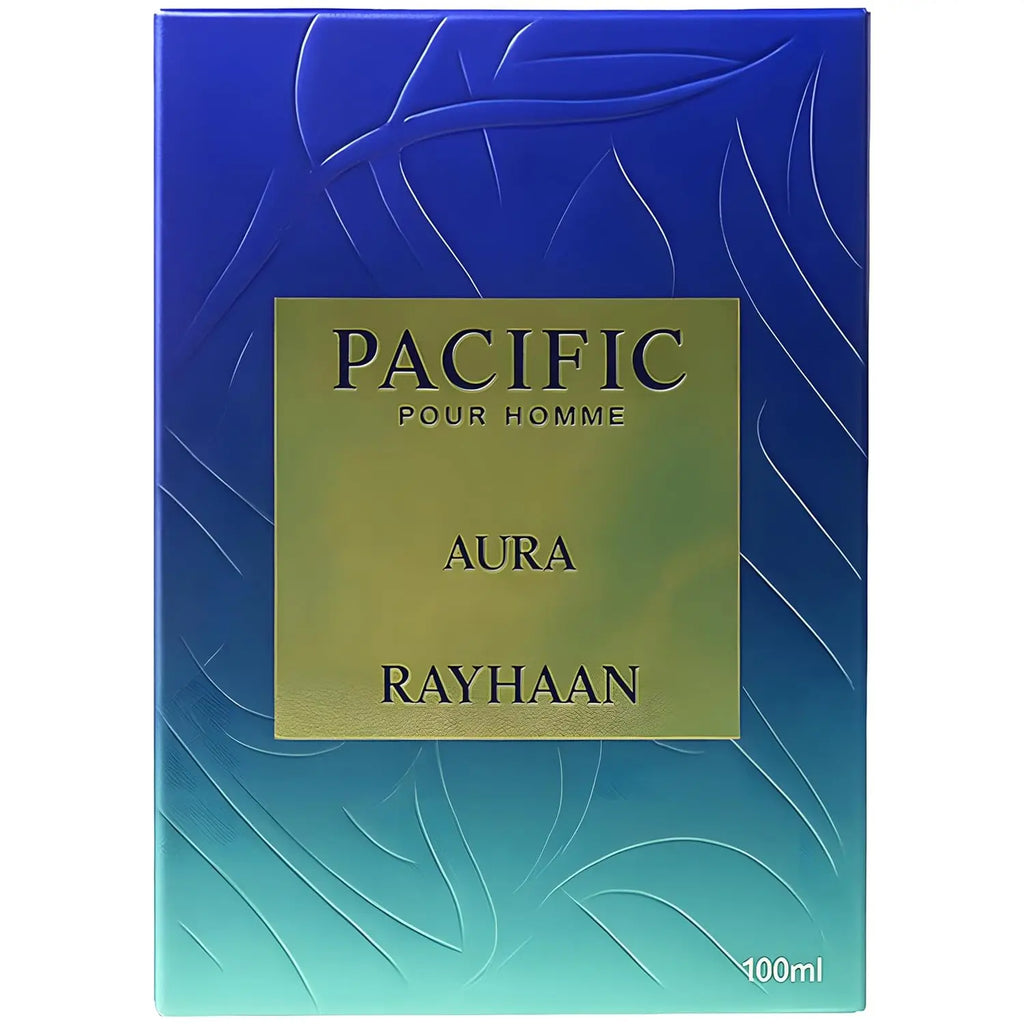 Rayhaan Pacific Aura Eau De Parfum Spray 3.4 Oz / 100 Ml for Men - Citrus Aromatic Mint Amber Fresh Fragrance Ideal Gift for Christmas Valentine's Day