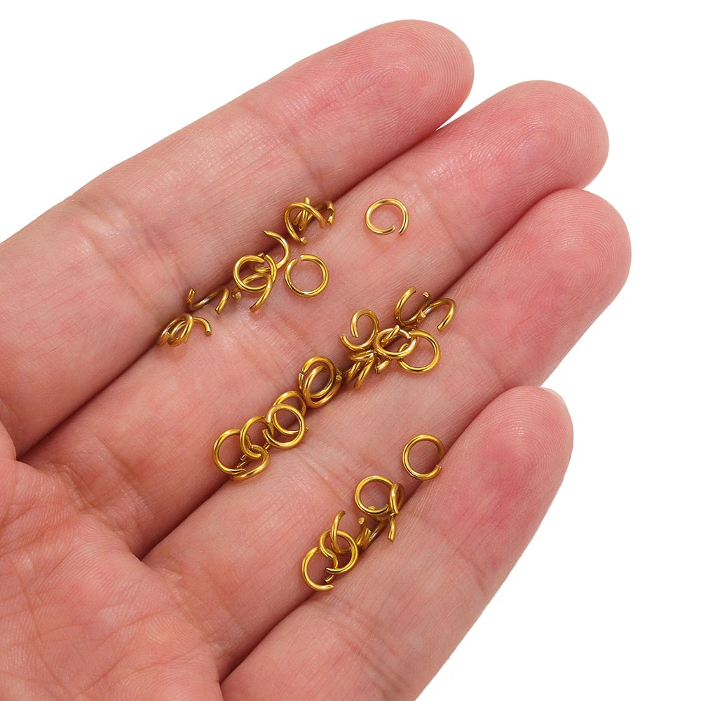 100pcs PVD Gold Plated Stainless Steel Open Jump Rings Connectors for DIY Jewelry Making Split Ring Jewelry Findings Accessoires