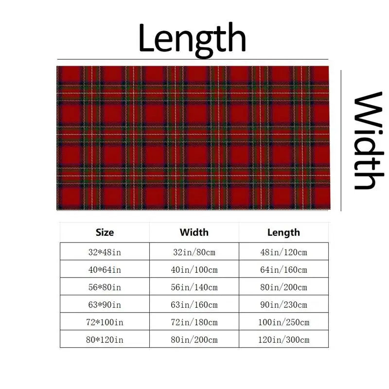 Traditional Red Scottish Plaid Carpet, Square Carpet, Suitable for Indoor Hall and Living Room Floor Decoration