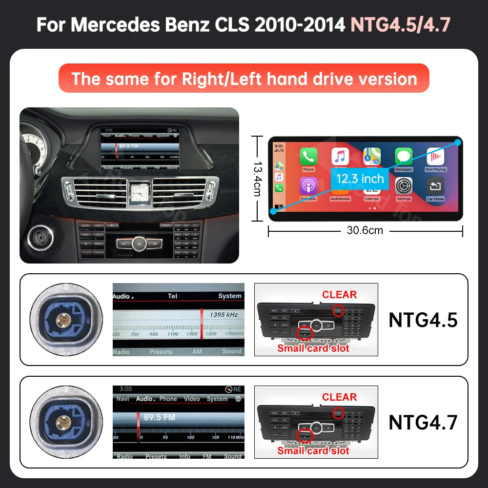 Car Multimedia Display Screen Wireless CarPlay Android Auto For Mercedes-Benz CLS W218 2010-2014 With Airplay Mirror Link