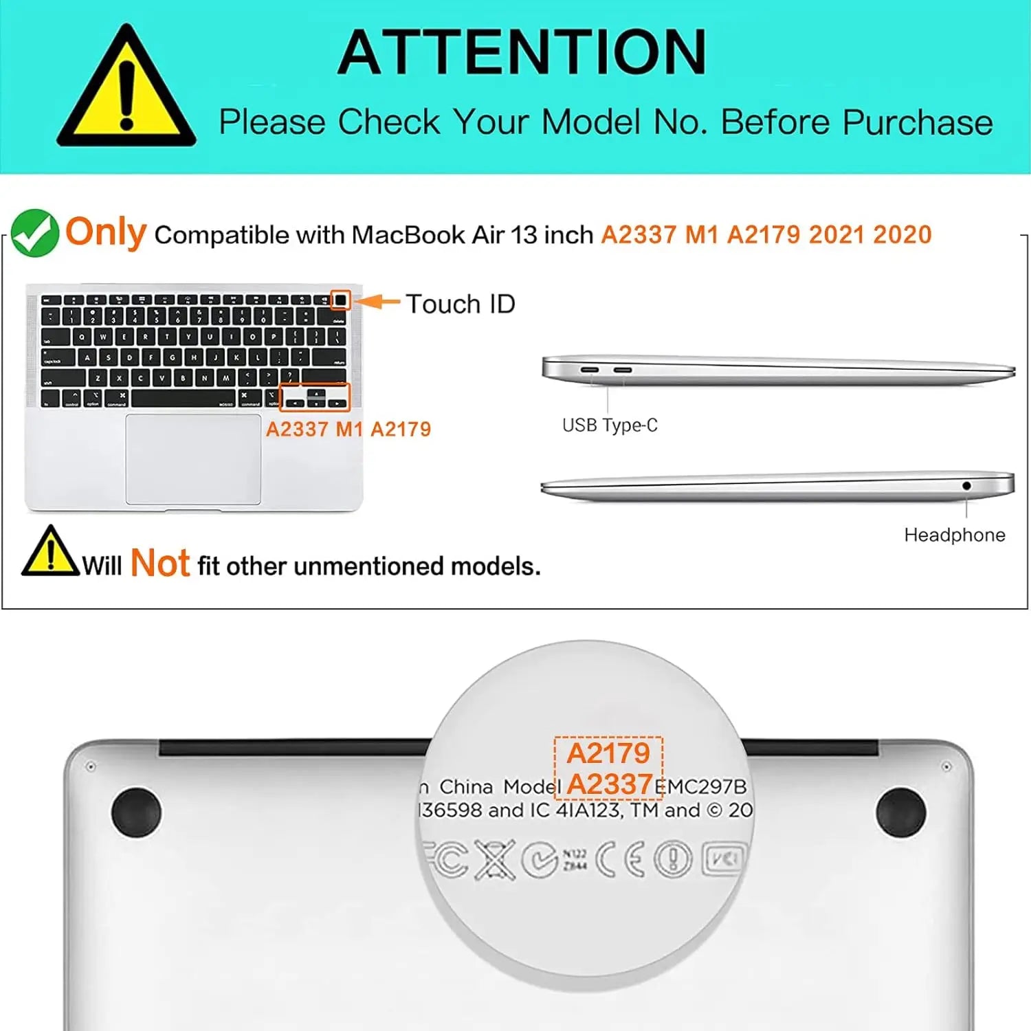 Keyboard Cover For MacBook Air 13 inch 2022 2021 2020 Release A2337 M1 A2179 with Touch ID Waterproof Protective Silicone Skin
