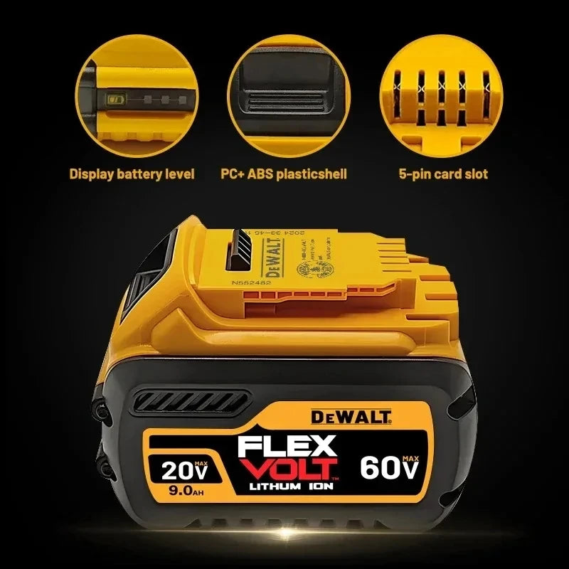 DeWALT 100% Original Battery 20V/60V 9000mAh MAX FlexVolt for DCB200 DCB205 DCB206 DCB209 DCB182 Power Tool Battery Air Transpor